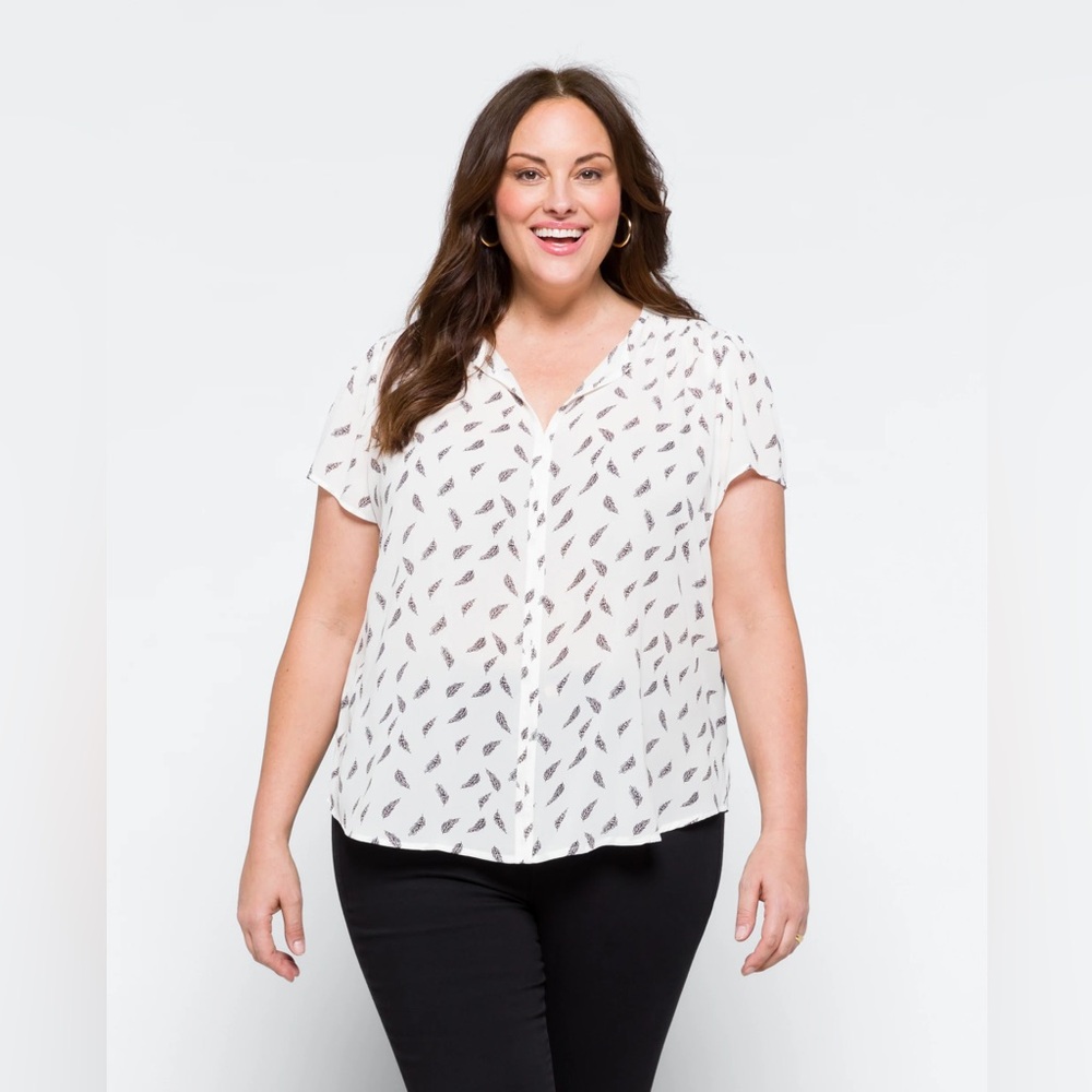 Linnette Split Neck Smocked Blouse - image 1